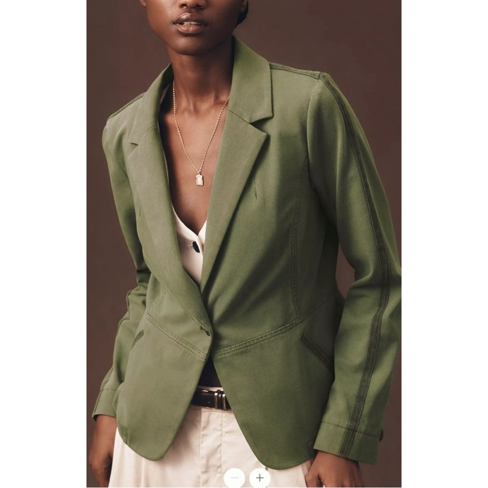 Anthropologie Marrakech Moss Green Knit Blazer Jacket Button Front Large NWT
